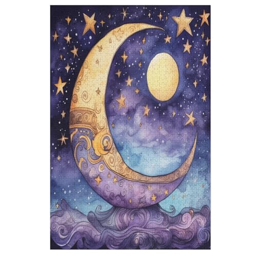Mond Puzzle 1000 Teile, Holzpuzzle Herausforderndes Geschicklichkeitsspiel Für Die Ganze Familie, Kinder Erwachsenenpuzzle Ab 12 Jahren 78×53cm von LTTTT