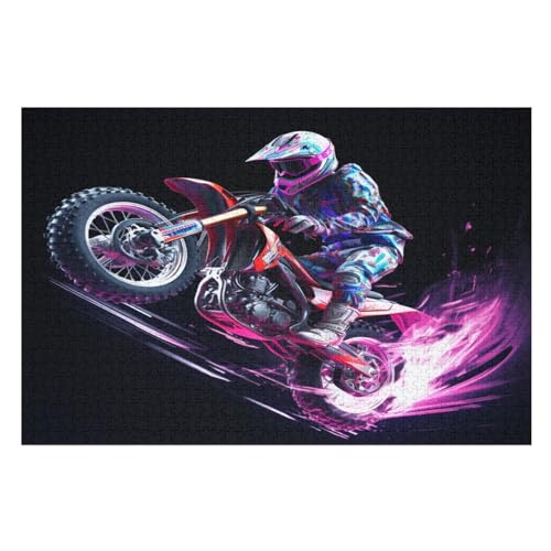 Motorrad Holzpuzzle - 1000 Teiliges Jigsaw Knobelspiel - Puzzle Für Erwachsene & Kinder - Outdoor & Reisespielzeug （75×50cm） von LTTTT