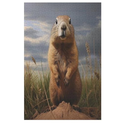 Murmeltier Holzpuzzle Erwachsene - 1000 Teiliges Jigsaw Knobelspiel - Puzzle Für Erwachsene & Kinder - Outdoor & Reisespielzeug 78×53cm von LTTTT