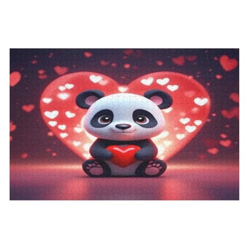 Panda Holzpuzzle 1000 Teile, Knobelspiele Für Erwachsene, Teenager, Puzzles Unmögliche - Kinder Puzzle Zimmer Deko （75×50cm） von LTTTT