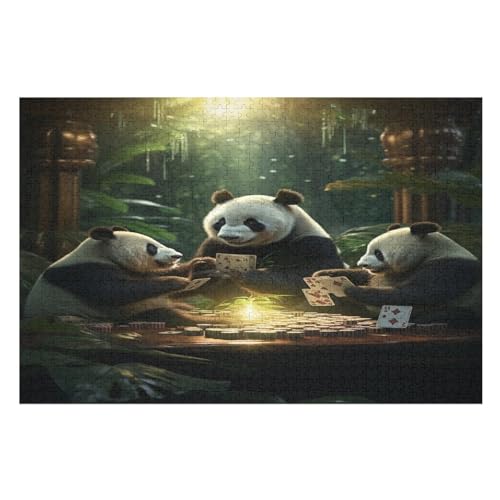Panda Puzzle Für Erwachsene,1000-teiliges Puzzles, Für Kinder,Holzpuzzle,Lernspielzeug, （75×50cm） von LTTTT