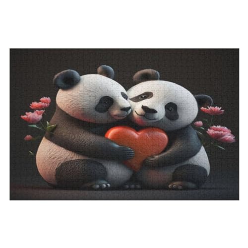 Panda-Puzzlespiel Aus Holz, 1000 Puzzleteile, Puzzle Für Teenager Und Erwachsene, Kreatives Spielzeug, Puzzles, （75×50cm） von LTTTT