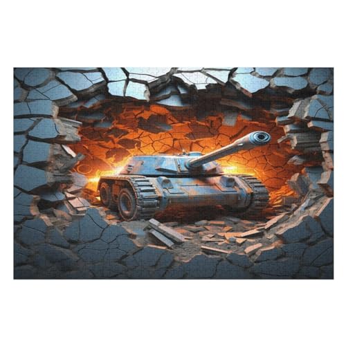 Panzer Puzzle, Puzzles Für Erwachsene Kinder, 1000 Teile Holzpuzzle, Für Jugendliche Herausforderungsspielzeug （75×50cm） von LTTTT