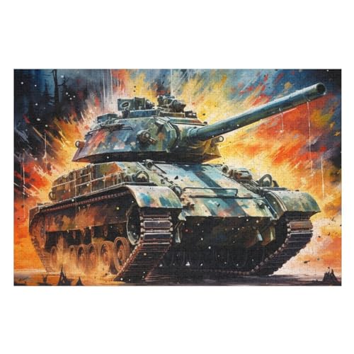 Panzer-Puzzlespiel Aus Holz, 1000 Puzzleteile, Puzzle Für Teenager Und Erwachsene, Kreatives Spielzeug, Puzzles, （75×50cm） von LTTTT