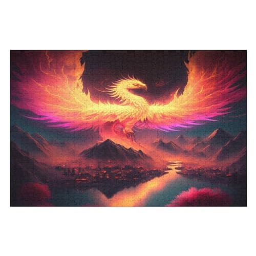 Phönix Holzpuzzle 1000 Teile Klassische Puzzles Erwachsene Kinder Puzzle DIY Kit Holzspielzeug Einzigartiges Geschenk （75×50cm） von LTTTT