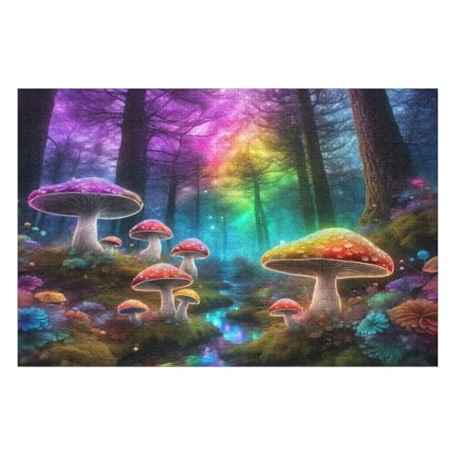 Pilz 1000 Teile Puzzles Für Erwachsene Holzpuzzle Familienpuzzlespiel Stressabbau-Puzzle Für Kinder Ab 12 Jahren （75×50cm） von LTTTT