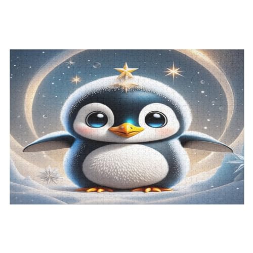 Pinguin Puzzles 1000 Teile Erwachsener Kniffel Spaß Für Die Ganze Familie, Holzpuzzle Kinder Erwachsene, Impossible Puzzle Schwer （75×50cm） von LTTTT