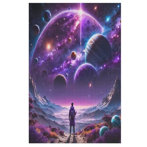 Planet Holzpuzzle 1000 Teile Klassische Puzzles Erwachsene Kinder Puzzle DIY Kit Holzspielzeug Einzigartiges Geschenk 78×53cm von LTTTT