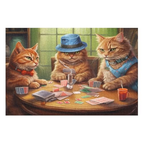 Puzzle 1000 Teile Süße Katze Holzpuzzle Für Erwachsene Lernspiel Herausforderungsspielzeug The Puzzles Für Erwachsene Kinder （75×50cm） von LTTTT