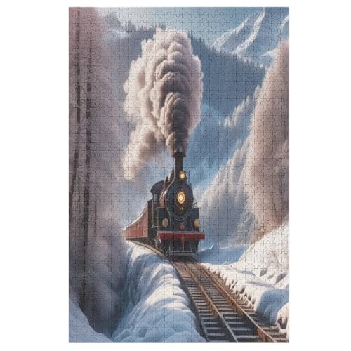 Puzzle Dampfzug, 1000 Puzzleteile Für Kinder, Holzpuzzles, Geeignet Für Erwachsene Lernspiel, 78×53cm von LTTTT