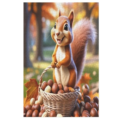 Puzzle Eichhörnchen, 1000 Puzzleteile Für Kinder, Holzpuzzles, Geeignet Für Erwachsene Lernspiel, 78×53cm von LTTTT