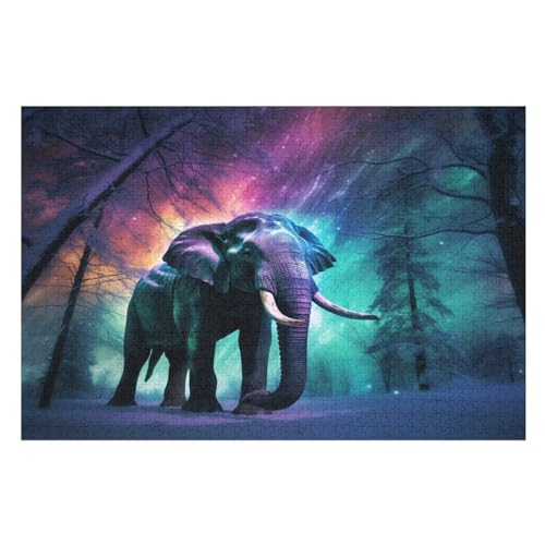 Puzzle Elefant, 1000 Puzzleteile Für Kinder, Holzpuzzles, Geeignet Für Erwachsene Lernspiel, （75×50cm） von LTTTT