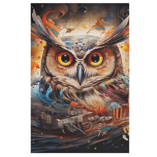 Puzzle Eule, 1000 Puzzleteile Für Kinder, Holzpuzzles, Geeignet Für Erwachsene Lernspiel, 78×53cm von LTTTT