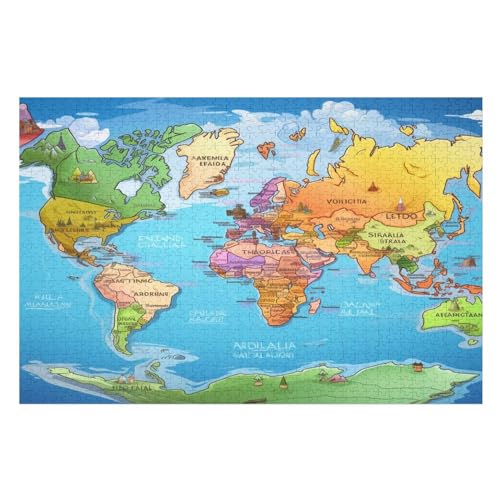 Puzzle Europakarte, 1000 Puzzleteile Für Kinder, Holzpuzzles, Geeignet Für Erwachsene Lernspiel, （75×50cm） von LTTTT