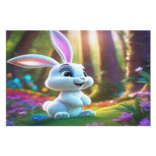 Puzzle Für Erwachsene, 1000 Teile, Süßes Kaninchen, Holzpuzzle, Geburtstagsgeschenke, Puzzle Wanddekoration （75×50cm） von LTTTT
