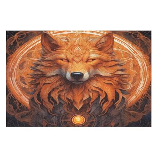 Puzzle Für Erwachsene, 1000 Teile, Wolf, Holzpuzzle, Geburtstagsgeschenke, Puzzle Wanddekoration （75×50cm） von LTTTT