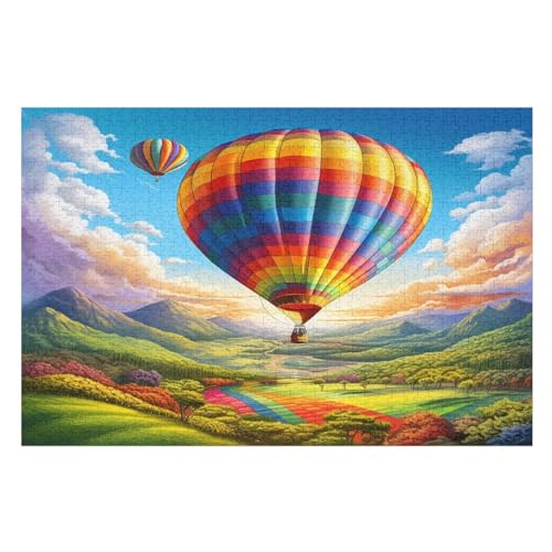 Puzzle Heißluftballon, 1000 Puzzleteile Für Kinder, Holzpuzzles, Geeignet Für Erwachsene Lernspiel, （75×50cm） von LTTTT