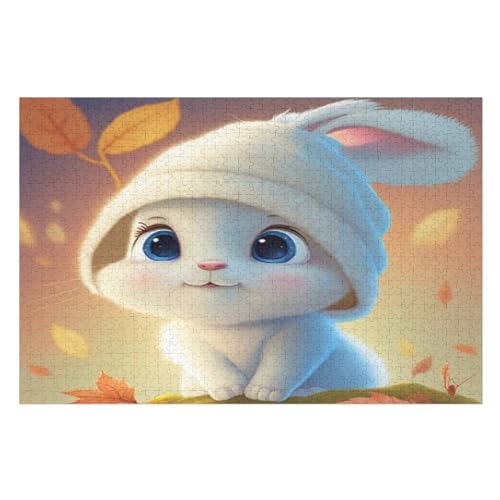 Puzzle Kaninchen, 1000 Puzzleteile Für Kinder, Holzpuzzles, Geeignet Für Erwachsene Lernspiel, （75×50cm） von LTTTT