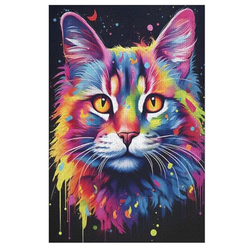 Puzzle Katze, 1000 Puzzleteile Für Kinder, Holzpuzzles, Geeignet Für Erwachsene Lernspiel, 78×53cm von LTTTT