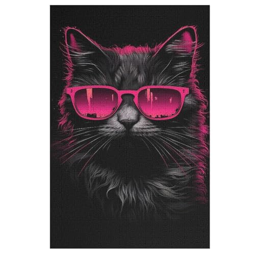 Puzzle Katze, 1000 Puzzleteile Für Kinder, Holzpuzzles, Geeignet Für Erwachsene Lernspiel, 78×53cm von LTTTT