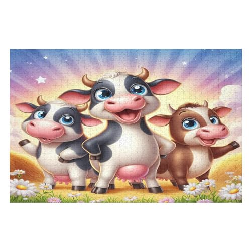 Puzzle Kuh Puzzles, 1000-teiliges Holzpuzzle, Geeignet Für Erwachsene Und Kinder Ab 12 Jahren, Tolles Geschenk （75×50cm） von LTTTT