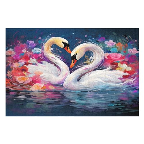 Puzzle Schwan, 1000 Puzzleteile Für Kinder, Holzpuzzles, Geeignet Für Erwachsene Lernspiel, （75×50cm） von LTTTT