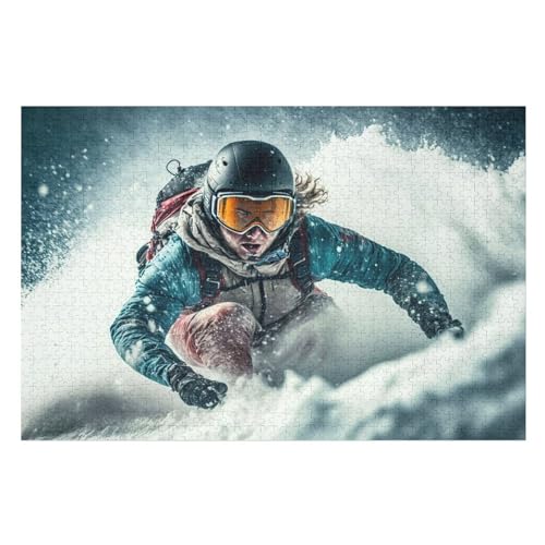 Puzzle Snowboard, 1000 Puzzleteile Für Kinder, Holzpuzzles, Geeignet Für Erwachsene Lernspiel, （75×50cm） von LTTTT