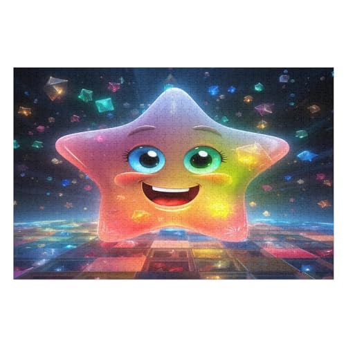 Puzzle Süße Sterne, 1000 Puzzleteile Für Kinder, Holzpuzzles, Geeignet Für Erwachsene Lernspiel, （75×50cm） von LTTTT