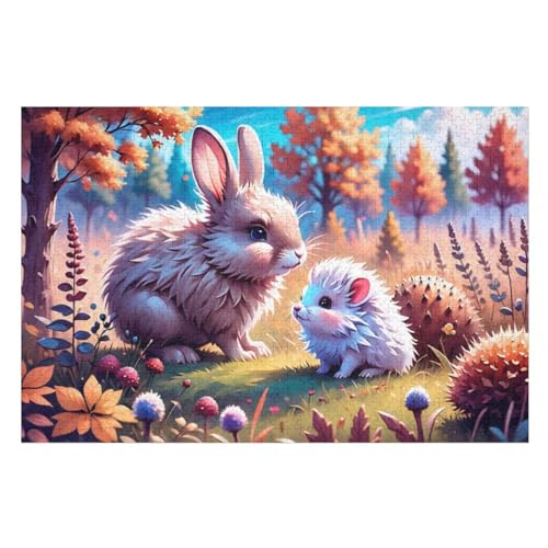 Puzzle Süßes Kaninchen Puzzles, 1000-teiliges Holzpuzzle, Geeignet Für Erwachsene Und Kinder Ab 12 Jahren, Tolles Geschenk （75×50cm） von LTTTT