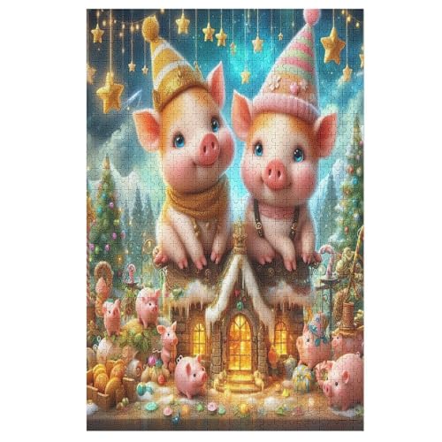 Puzzle Tier Cute Schwein, 1000 Puzzleteile Für Kinder, Holzpuzzles, Geeignet Für Erwachsene Lernspiel, 78×53cm Puzzle Tier Cute Schwein, 1000 Puzzleteile Für Kinder, Holzpuzzles, Geeignet Für Erwachsene Lernspiel, 78×53cm von LTTTT