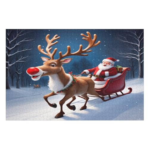 Puzzle Weihnachtsmann, 1000 Puzzleteile Für Kinder, Holzpuzzles, Geeignet Für Erwachsene Lernspiel, （75×50cm） von LTTTT
