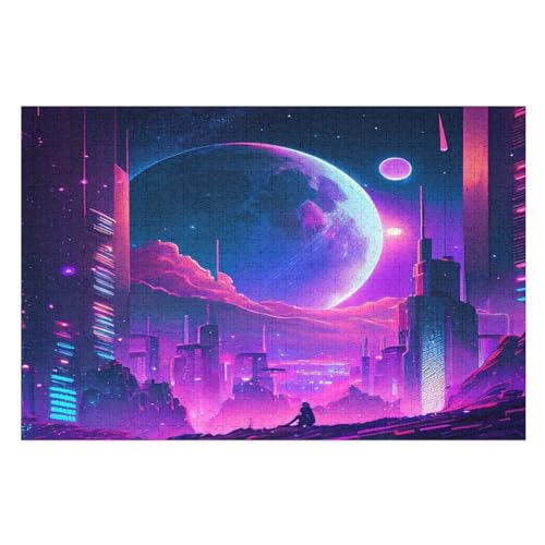 Puzzle Wunderschöne Stadt, 1000 Puzzleteile Für Kinder, Holzpuzzles, Geeignet Für Erwachsene Lernspiel, （75×50cm） von LTTTT