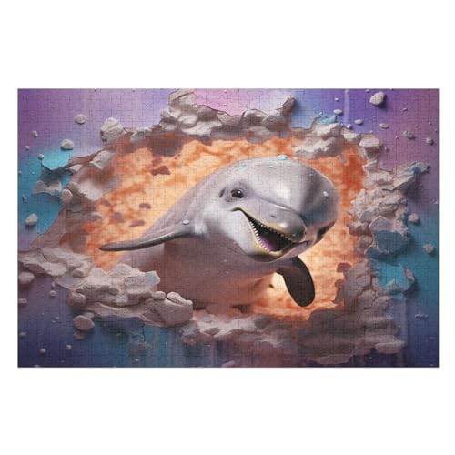 Puzzles Delphin, 1000 Teile, Puzzle Aus Holz Für Erwachsene Und Kinder Ab 12 Jahren, Lernspielzeug （75×50cm） von LTTTT
