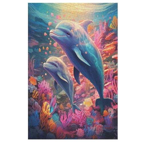 Puzzles Delphin, 1000 Teile, Puzzle Aus Holz Für Erwachsene Und Kinder Ab 12 Jahren, Lernspielzeug 78×53cm Puzzles Delphin, 1000 Teile, Puzzle Aus Holz Für Erwachsene Und Kinder Ab 12 Jahren, Lernspielzeug 78×53cm von LTTTT
