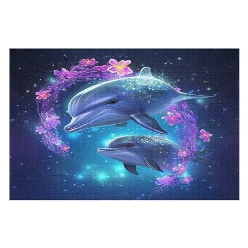 Puzzles Für Erwachsene, 1000 Teile, Delphin, Kreative Holzpuzzles, Praktisches Spiel, Familiendekoration （75×50cm） von LTTTT