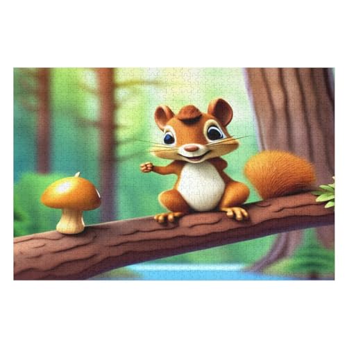 Puzzles Für Erwachsene, 1000 Teile, Eichhörnchen, Kreative Holzpuzzles, Praktisches Spiel, Familiendekoration （75×50cm） von LTTTT