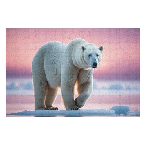Puzzles Für Erwachsene, 1000 Teile, Eisbär, Kreative Holzpuzzles, Praktisches Spiel, Familiendekoration （75×50cm） von LTTTT