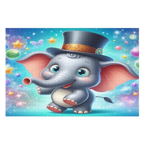 Puzzles Für Erwachsene, 1000 Teile, Elefant, Kreative Holzpuzzles, Praktisches Spiel, Familiendekoration （75×50cm） von LTTTT