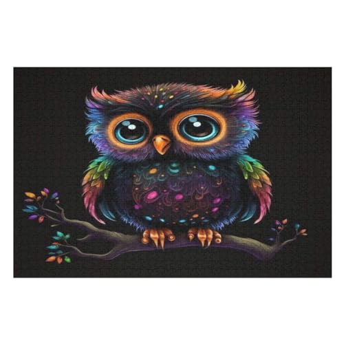 Puzzles Für Erwachsene, 1000 Teile, Eule, Kreative Holzpuzzles, Praktisches Spiel, Familiendekoration （75×50cm） von LTTTT