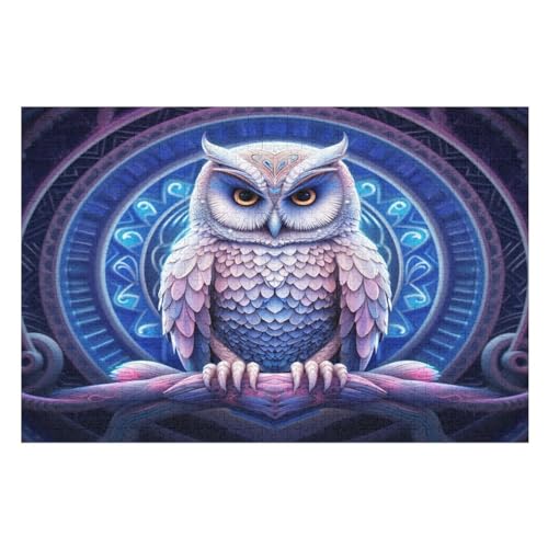 Puzzles Für Erwachsene, 1000 Teile, Eule, Kreative Holzpuzzles, Praktisches Spiel, Familiendekoration （75×50cm） von LTTTT
