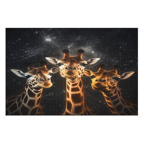Puzzles Für Erwachsene, 1000 Teile, Giraffe, Kreative Holzpuzzles, Praktisches Spiel, Familiendekoration （75×50cm） von LTTTT