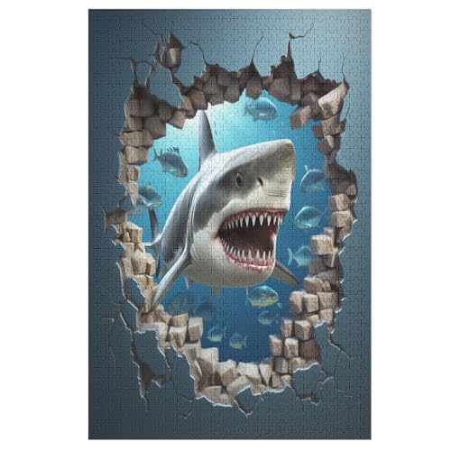 Puzzles Für Erwachsene, 1000 Teile, Hai, Kreative Holzpuzzles, Praktisches Spiel, Familiendekoration 78×53cm Puzzles Für Erwachsene, 1000 Teile, Hai, Kreative Holzpuzzles, Praktisches Spiel, Familiendekoration 78×53cm von LTTTT