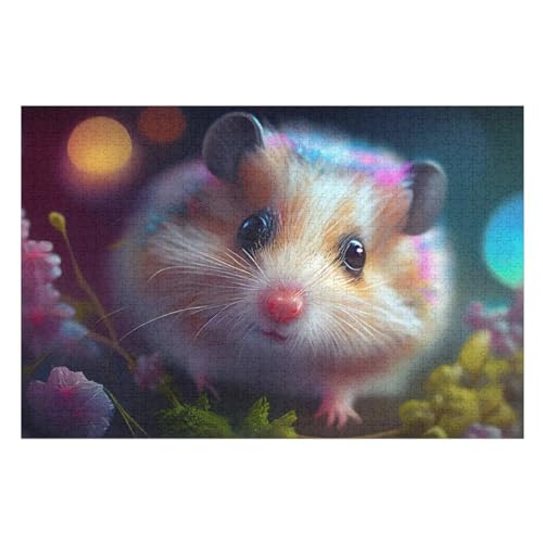 Puzzles Für Erwachsene, 1000 Teile, Hamster, Kreative Holzpuzzles, Praktisches Spiel, Familiendekoration （75×50cm） von LTTTT