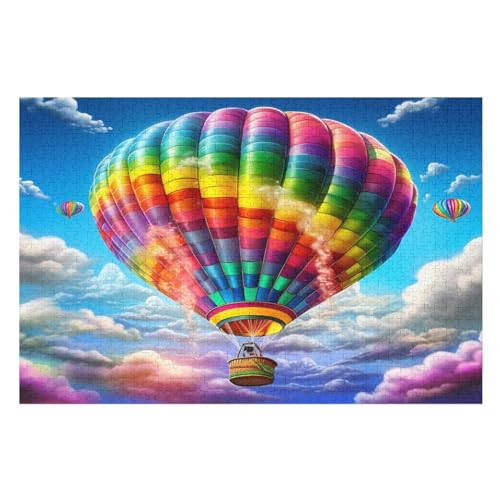 Puzzles Für Erwachsene, 1000 Teile, Heißluftballon, Kreative Holzpuzzles, Praktisches Spiel, Familiendekoration （75×50cm） von LTTTT
