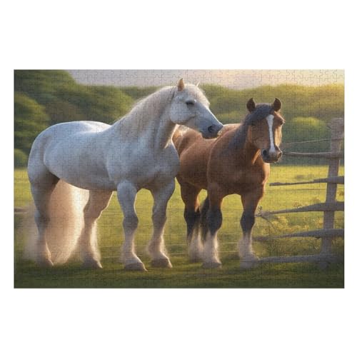Puzzles Für Erwachsene, 1000 Teile, Horse, Kreative Holzpuzzles, Praktisches Spiel, Familiendekoration （75×50cm） von LTTTT