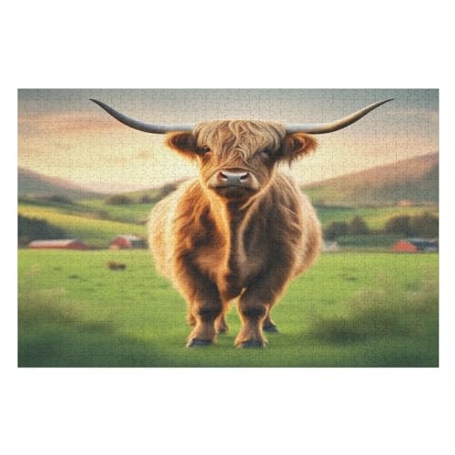 Puzzles Für Erwachsene, 1000 Teile, Kuh, Kreative Holzpuzzles, Praktisches Spiel, Familiendekoration （75×50cm） von LTTTT