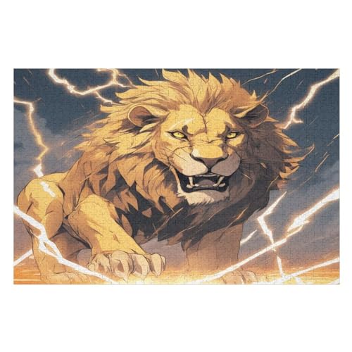 Puzzles Für Erwachsene, 1000 Teile, Löwe, Kreative Holzpuzzles, Praktisches Spiel, Familiendekoration （75×50cm） von LTTTT