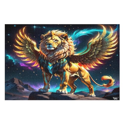 Puzzles Für Erwachsene, 1000 Teile, Löwe, Kreative Holzpuzzles, Praktisches Spiel, Familiendekoration （75×50cm） von LTTTT