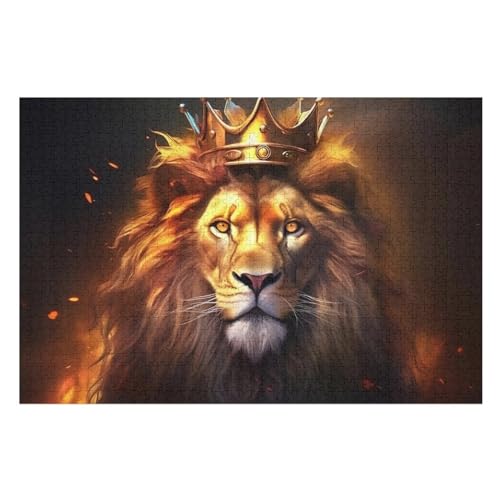 Puzzles Für Erwachsene, 1000 Teile, Löwe, Kreative Holzpuzzles, Praktisches Spiel, Familiendekoration （75×50cm） von LTTTT