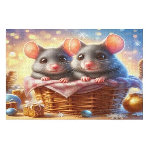 Puzzles Für Erwachsene, 1000 Teile, Maus, Kreative Holzpuzzles, Praktisches Spiel, Familiendekoration （75×50cm） von LTTTT